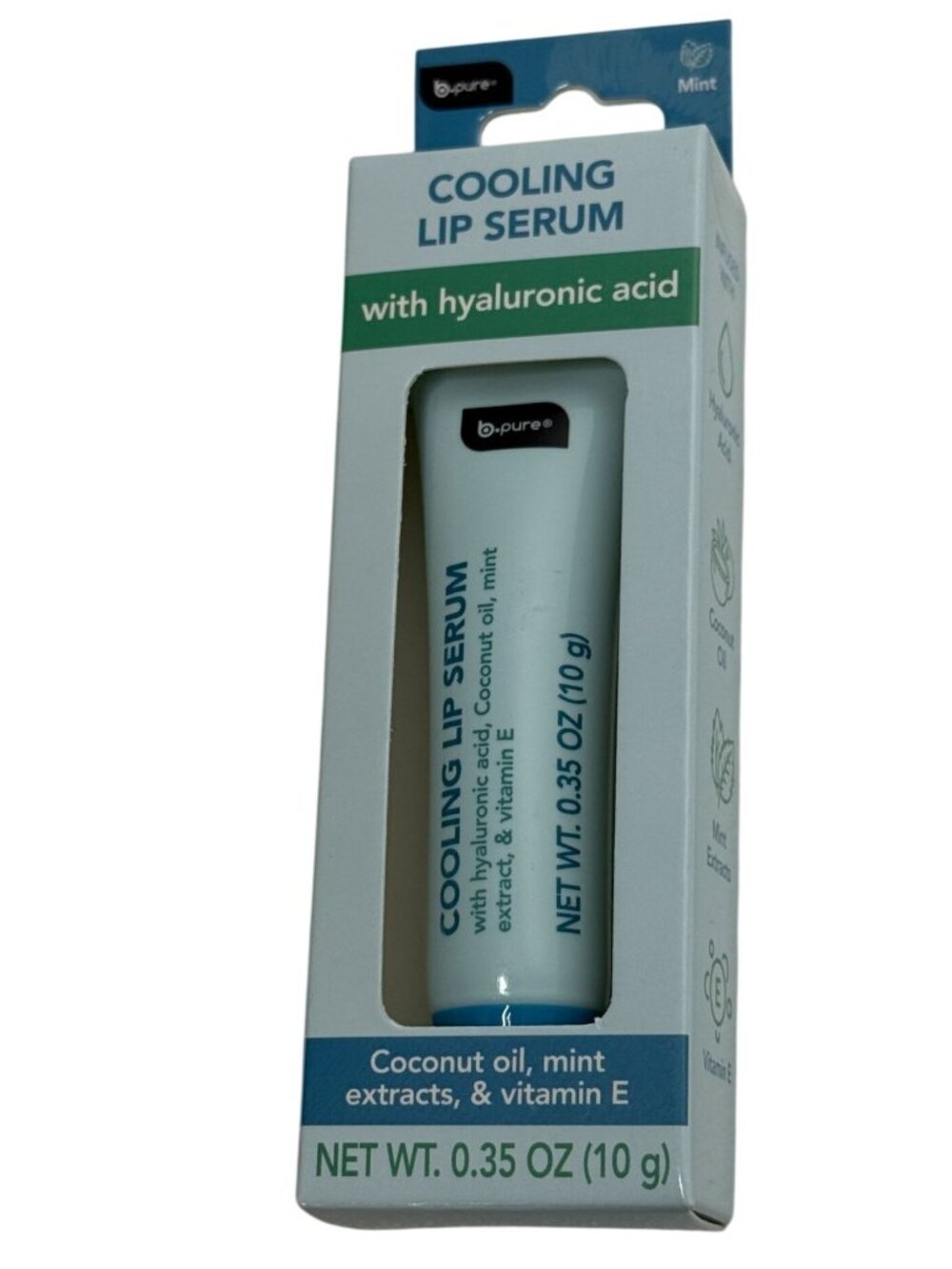 b.pure Cooling Lip Serum Mint Hyaluronic Acid 0.35 Oz New